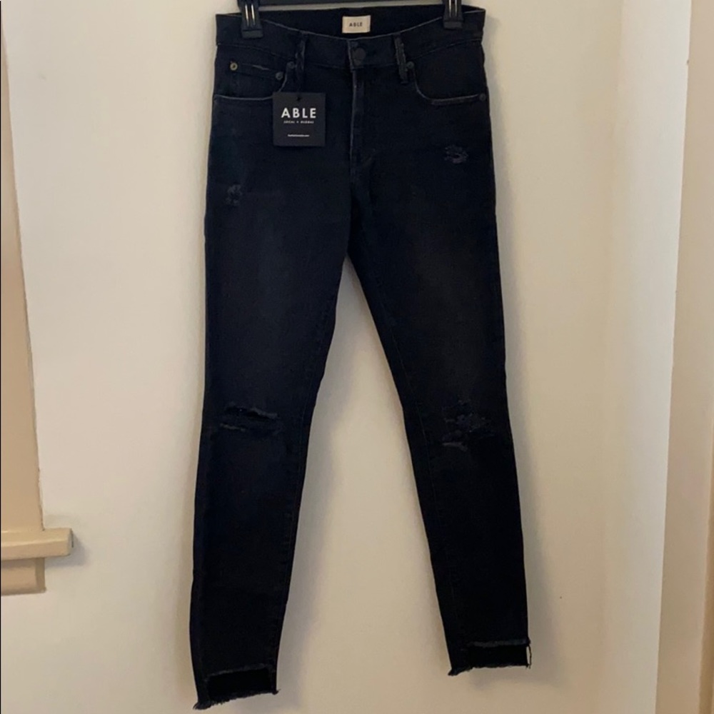 ABLE Distressed Black Jeans NWT